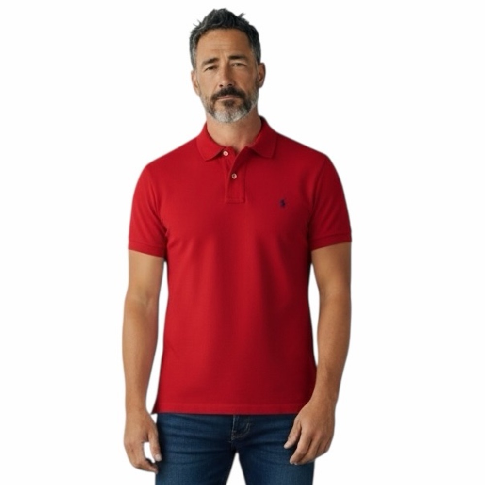 Polo Ralph Lauren Men’s Polo‎ Shirt Large Crimson Red Short Sleeve Blue Pony